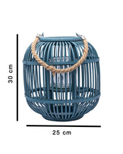 Market99 Lantern, Bamboo Lantern, Blue, Wood - MARKET 99