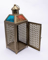 Market99 Lantern, Diamond Style Cutwork, T-Light Candle Holder Lamp, Gold Finish, Small, Mild Steel - MARKET 99