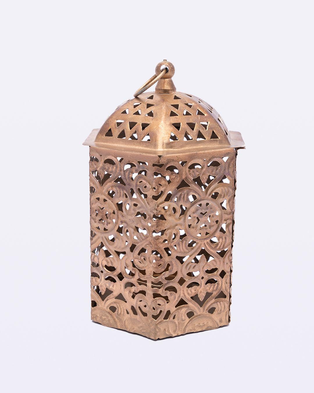 Market99 Lantern, T-Light Holder, New Design Cutwork, Gold Colour, Mild Steel, Set of 3 - MARKET 99