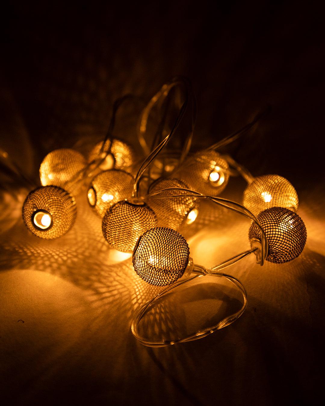 Market99 LED String Lights, Golden Ball, for Decoration, Battery Operate, Golden, Iron - MARKET 99