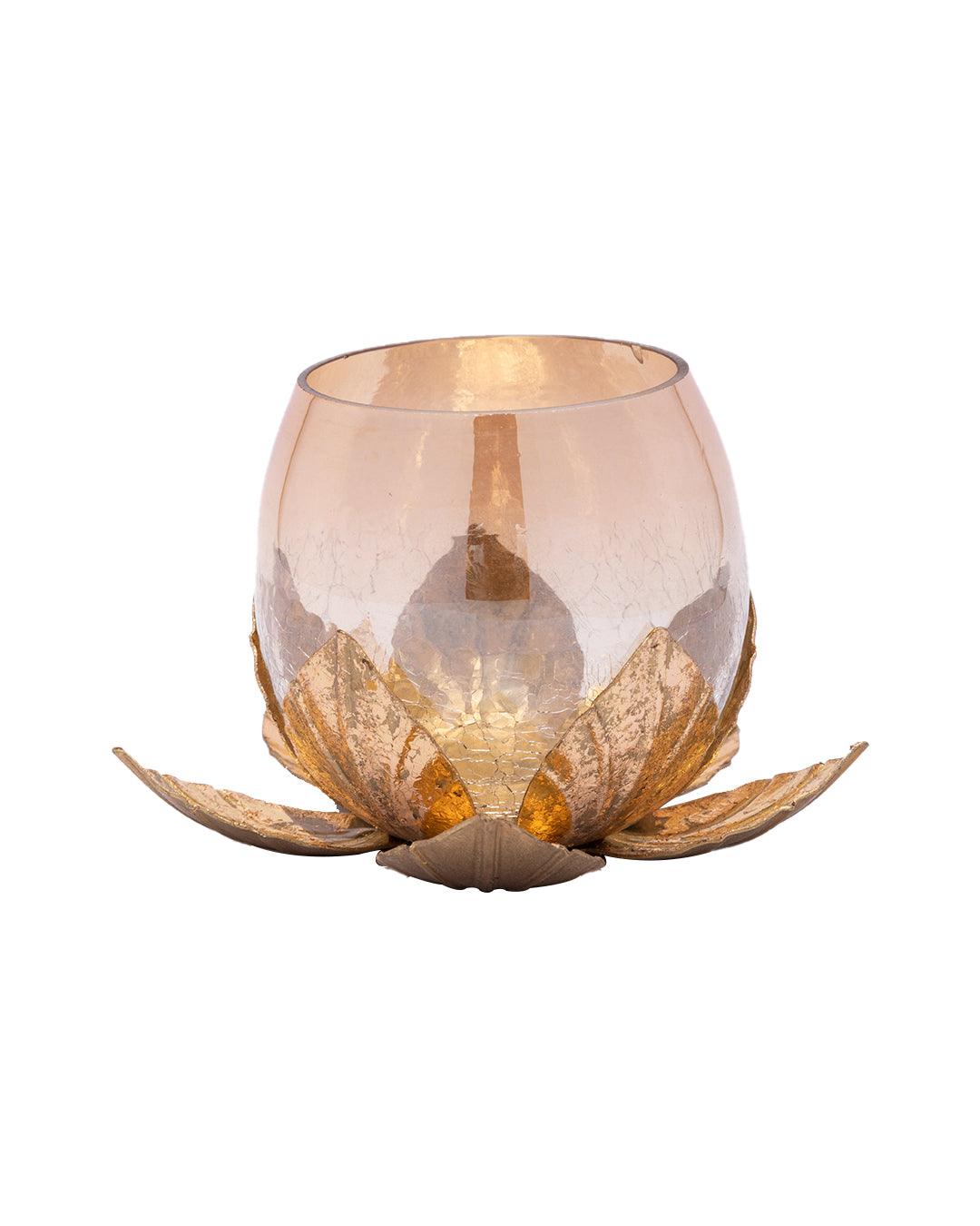 Market99 Lotus Leaf Design Metal T-Light Candle Holder - MARKET 99