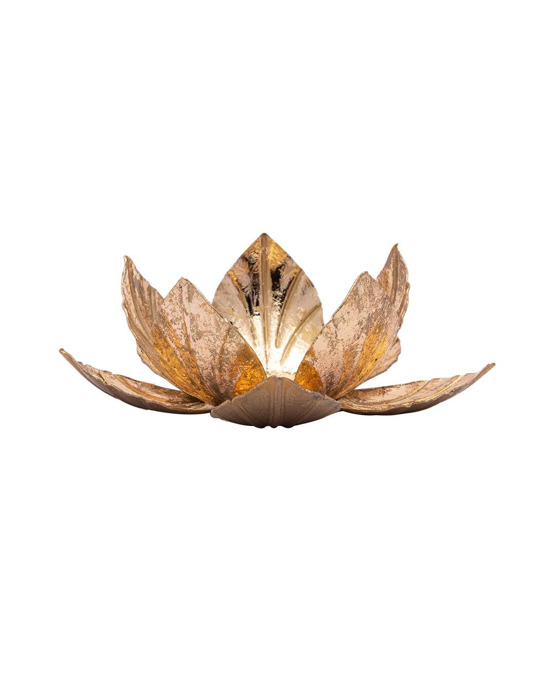 Market99 Lotus Leaf Design Metal T-Light Candle Holder - MARKET 99