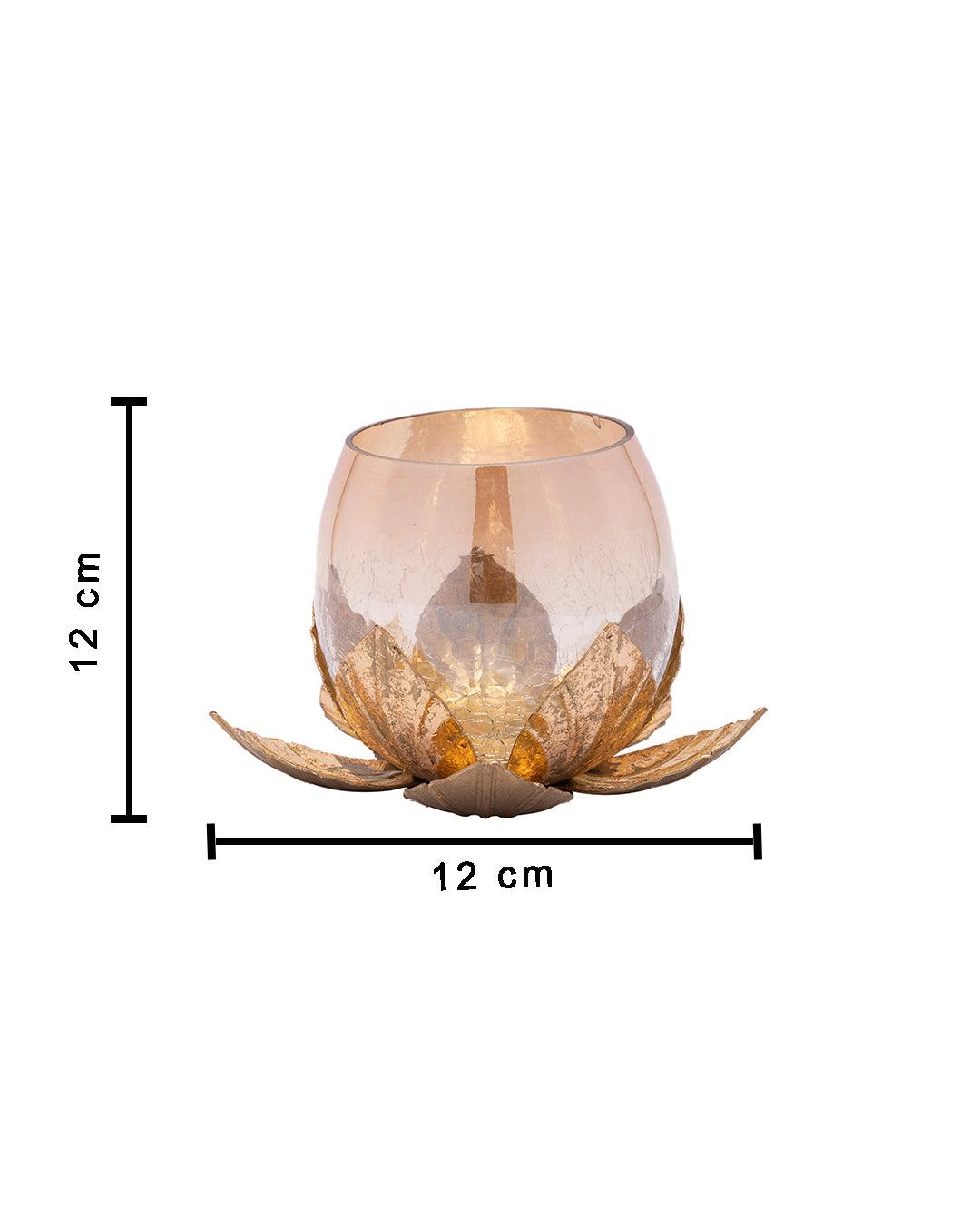 Market99 Lotus Leaf Design Metal T-Light Candle Holder - MARKET 99