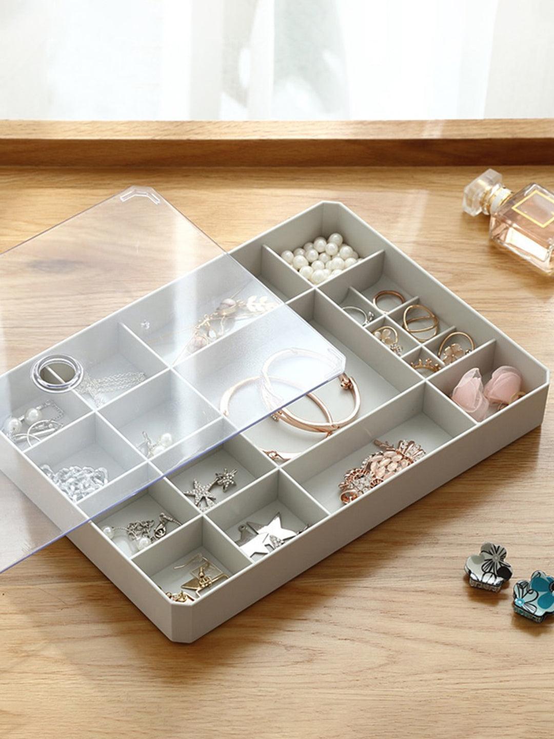 BHAVYAM Jewelry Organizer Box Portable 2 Layer Acrylic Jewelry Storage Box  Organizer Holder case with Lid for Earrings Necklaces Bracelets Rings with  24-Grid Small and 6-Grid Big (Multicolor - 1 PCS) : Amazon.in: Jewellery