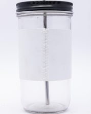 Market99 Mason Sipper, with Stainless Steel Straw & PU Sleeve, Masson Tumbler, Mason Jar, Mr Printed Design, Silver Colour, Glass, 600 mL - MARKET 99