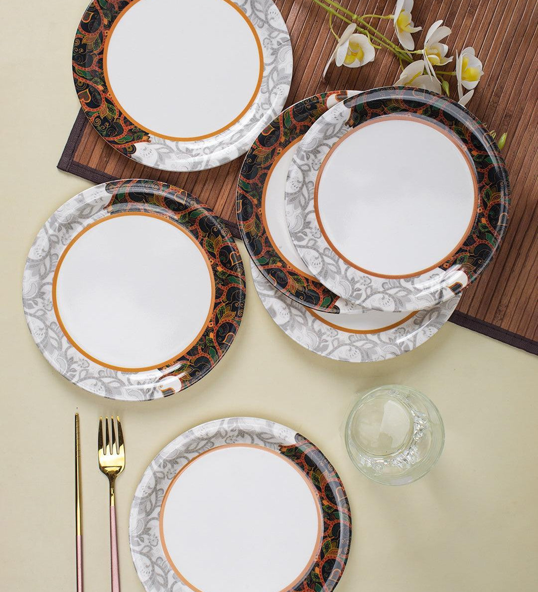 Market99 Melamine Tableware Dual Glazed Quarter Plates for Dining Table (Set Of 6) - MARKET 99