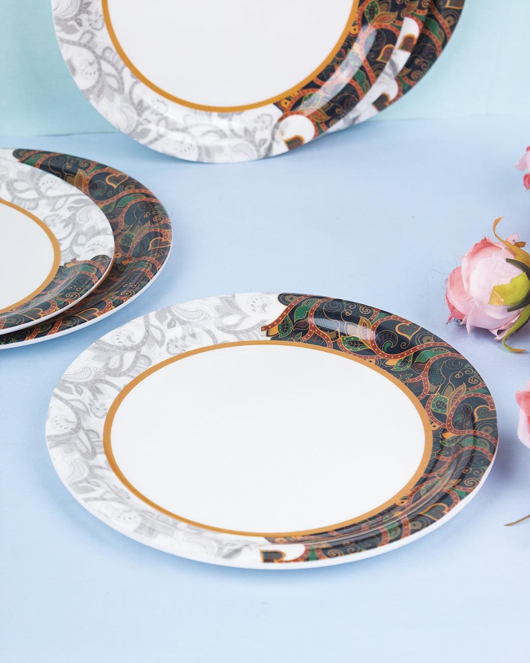 Market99 Melamine Tableware Dual Glazed Quarter Plates for Dining Table (Set Of 6) - MARKET 99