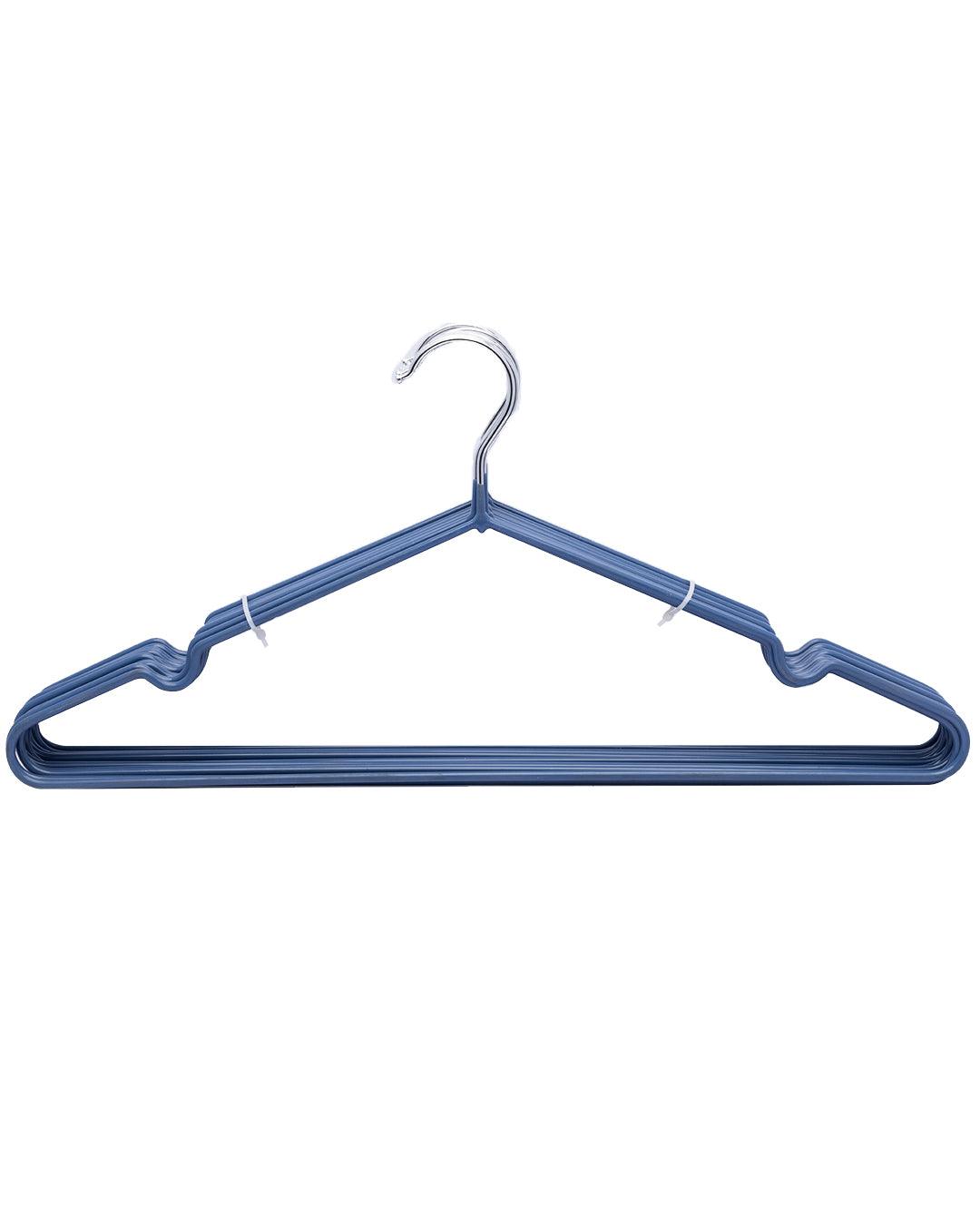 Metal Clothes Hangers, Anti Slip Hangers, Rubber Coated, Heavy Duty, (Blue,  Pink, Gray & Black) Mild Steel, Set of 10 - MARKET99 – MARKET 99