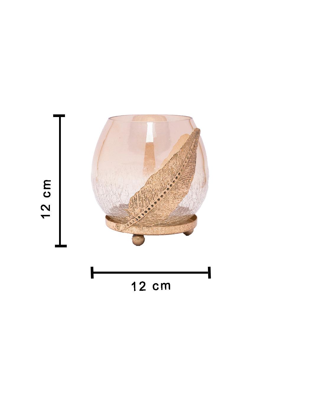 Market99 Metal Leaf Design T-Lite Votive Crackle Holder - MARKET 99