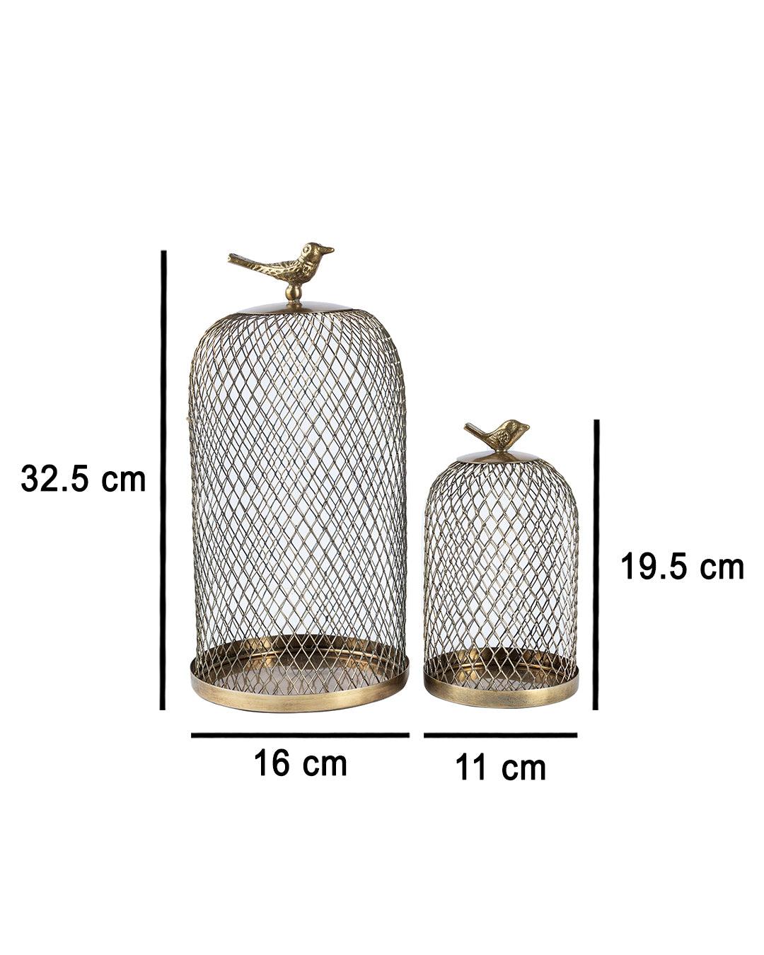 Market99 Metal Mesh Cloche, Mild Steel, Golden Colour, Set of 2 - MARKET 99