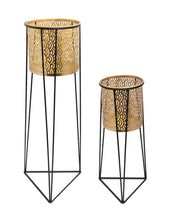 Market99 Metal Planter with Stand, Golden Colour, Iron, Set of 2 - MARKET 99