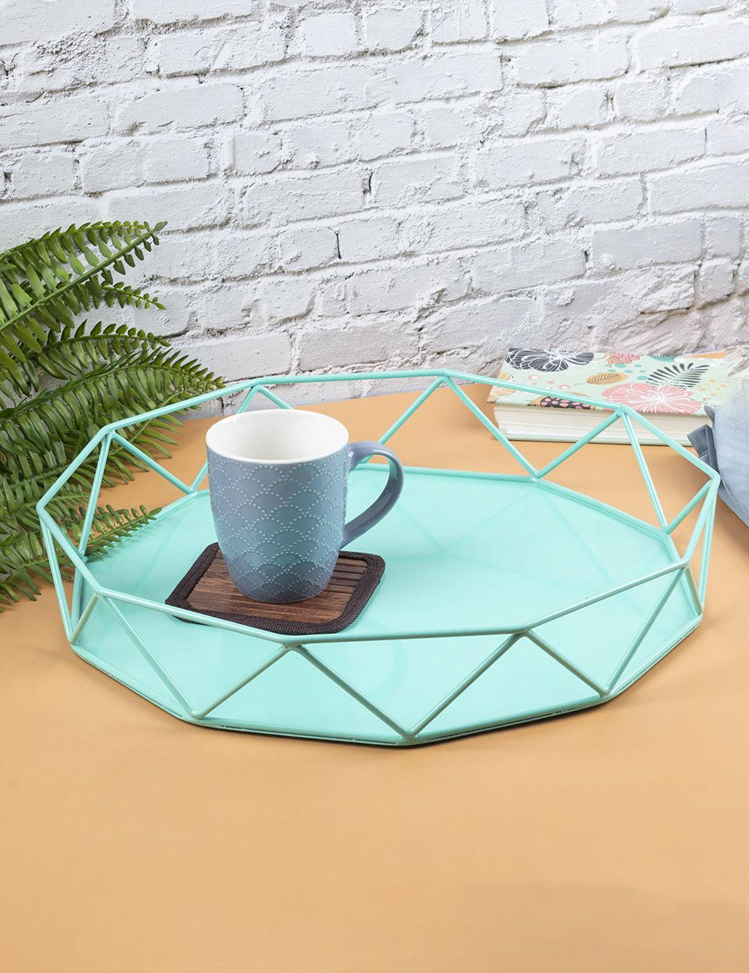 Market99 Metal Serving Tray, Matt Finish, Turquoise, Mild Steel - MARKET 99