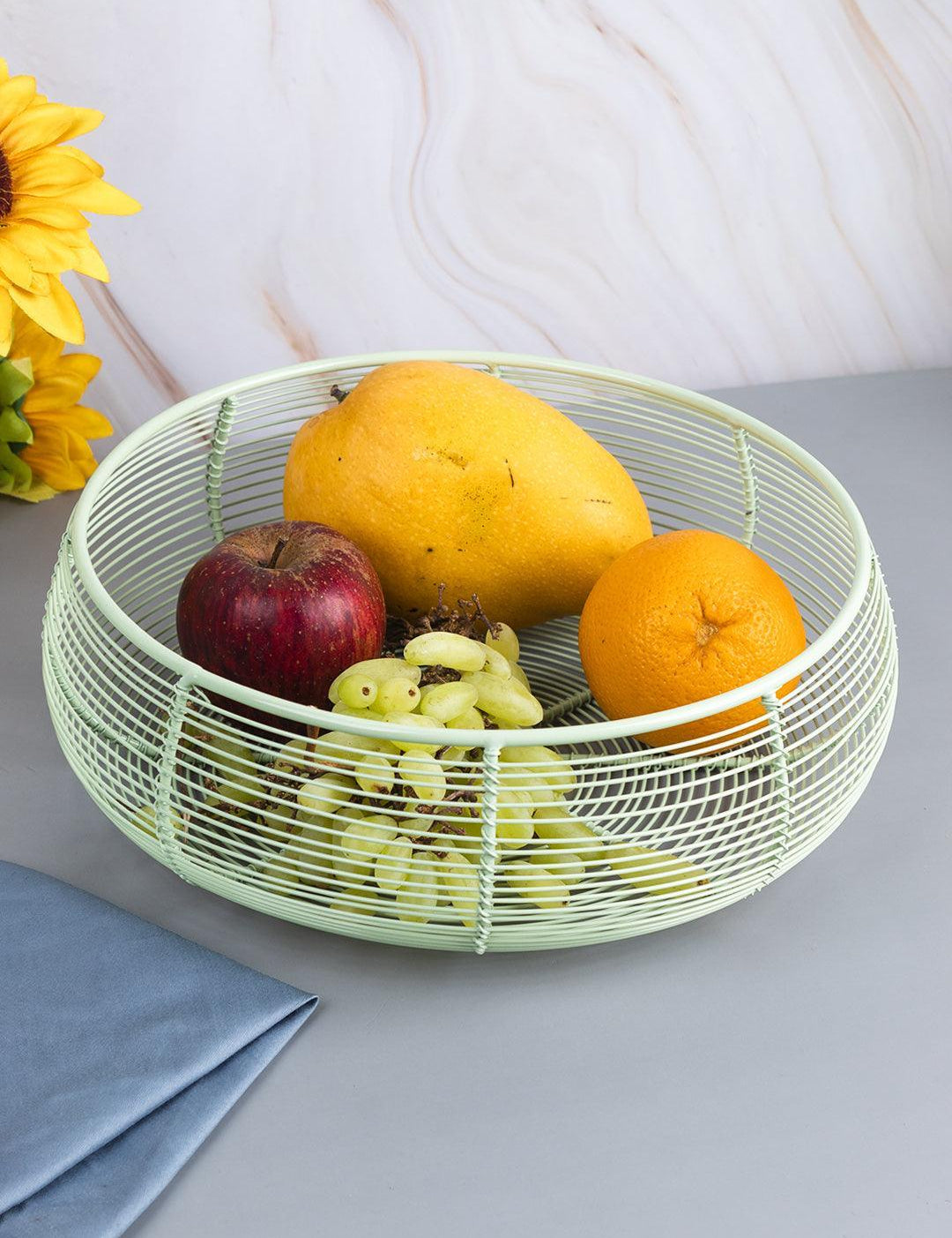 Market99 Metal Wire Countertop Fruit Bowl, Basket Holder Stand, For Home & Kitchen, Green Colour, Iron - MARKET 99