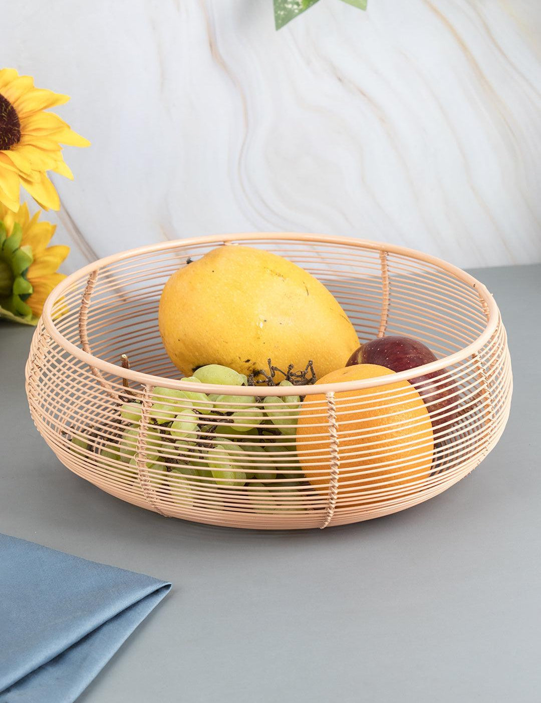 Market99 Metal Wire Countertop Fruit Bowl, Basket Holder Stand, For Home & Kitchen, Peach Colour, Iron - MARKET 99