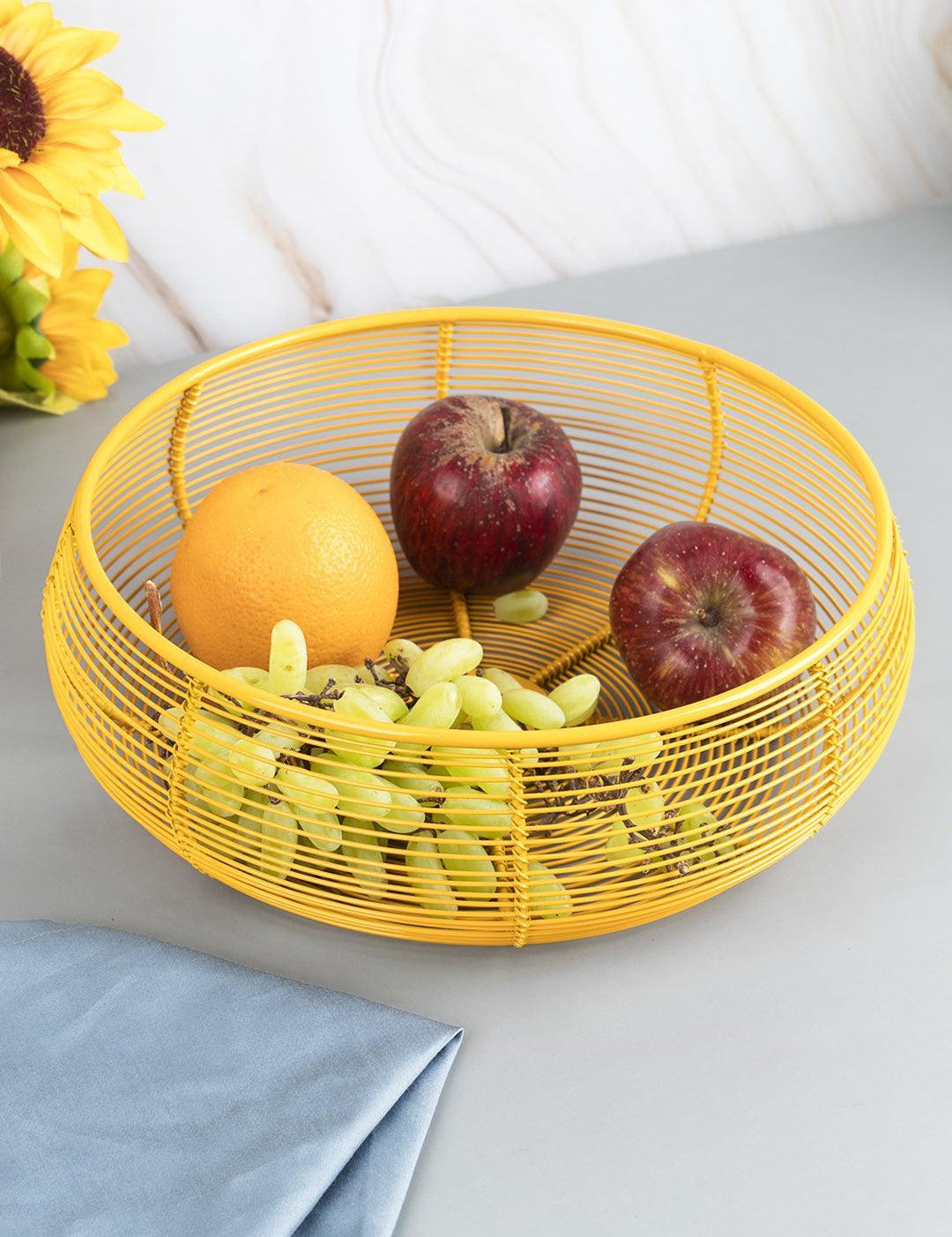 Market99 Metal Wire Countertop Fruit Bowl, Basket Holder Stand, For Home & Kitchen, Yellow Colour, Iron - MARKET 99