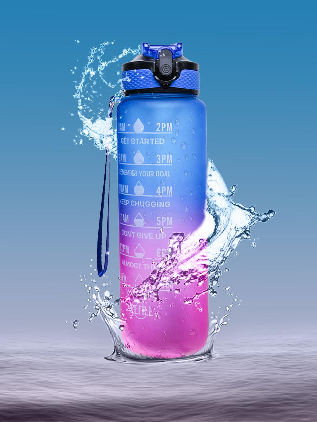 Market99 Motivational Sipper Water Bottle with Time & Level Marker, Blue Purple, 1 Liter - MARKET 99