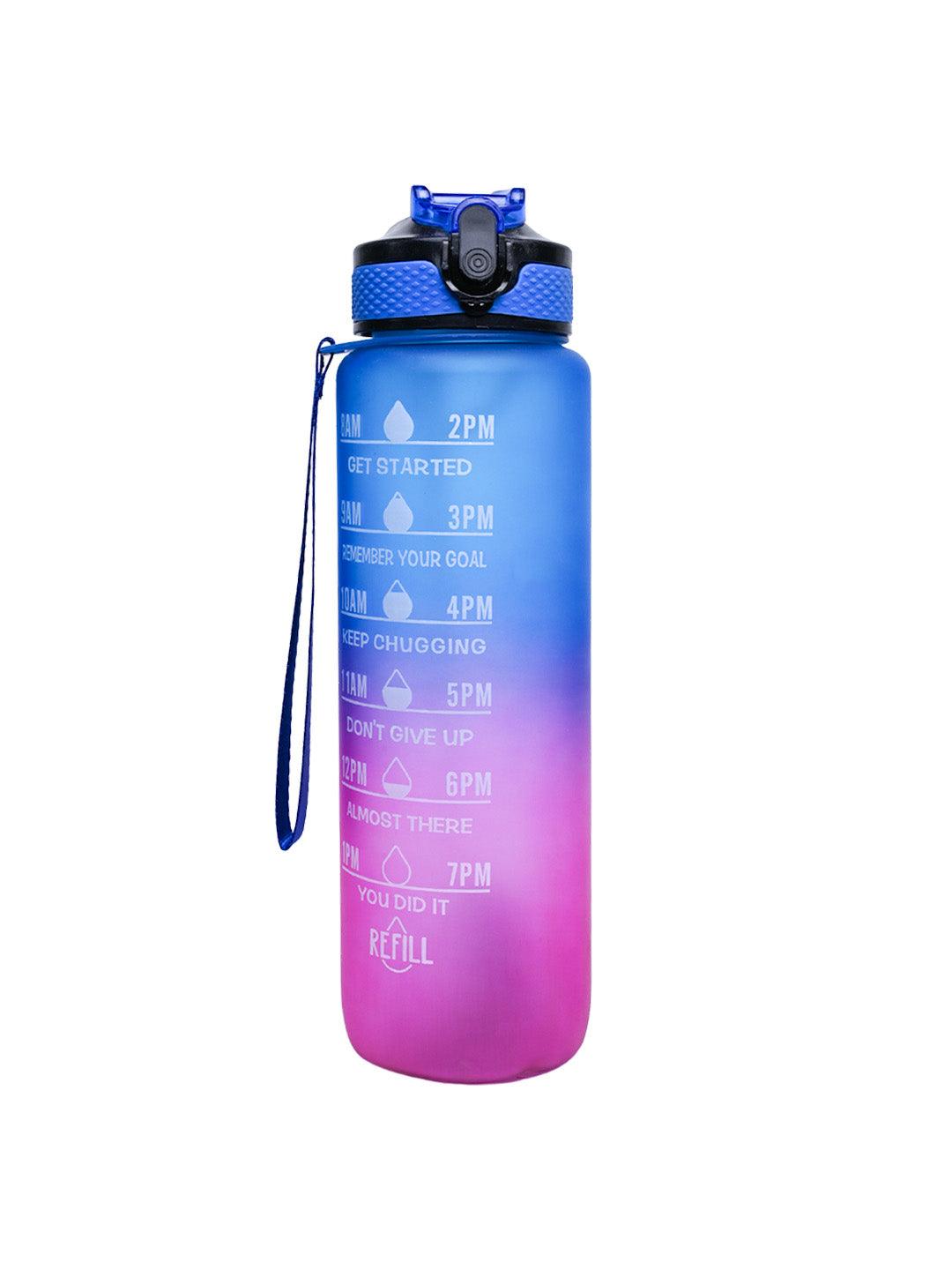 Market99 Motivational Sipper Water Bottle with Time & Level Marker, Blue Purple, 1 Liter - MARKET 99