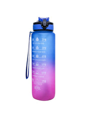 Market99 Motivational Sipper Water Bottle with Time & Level Marker, Blue Purple, 1 Liter - MARKET 99