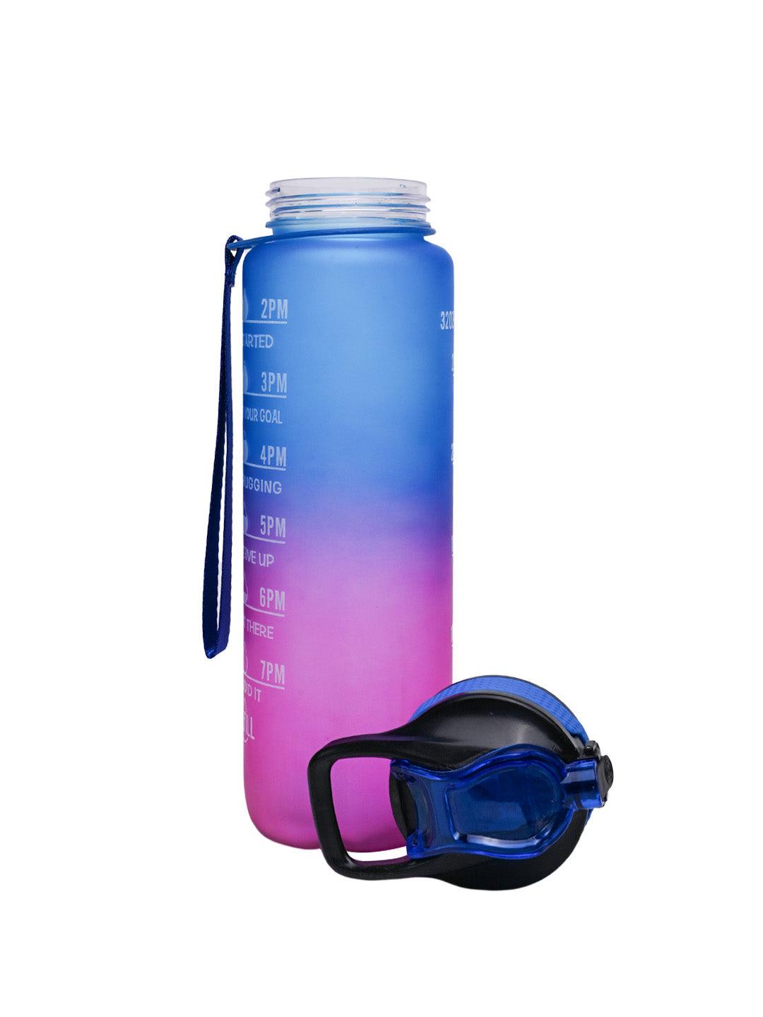 Market99 Motivational Sipper Water Bottle with Time & Level Marker, Blue Purple, 1 Liter - MARKET 99