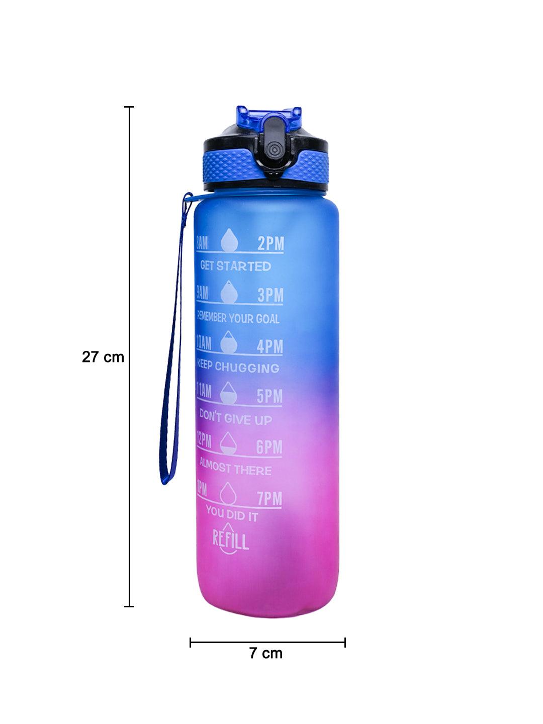 Market99 Motivational Sipper Water Bottle with Time & Level Marker, Blue Purple, 1 Liter - MARKET 99