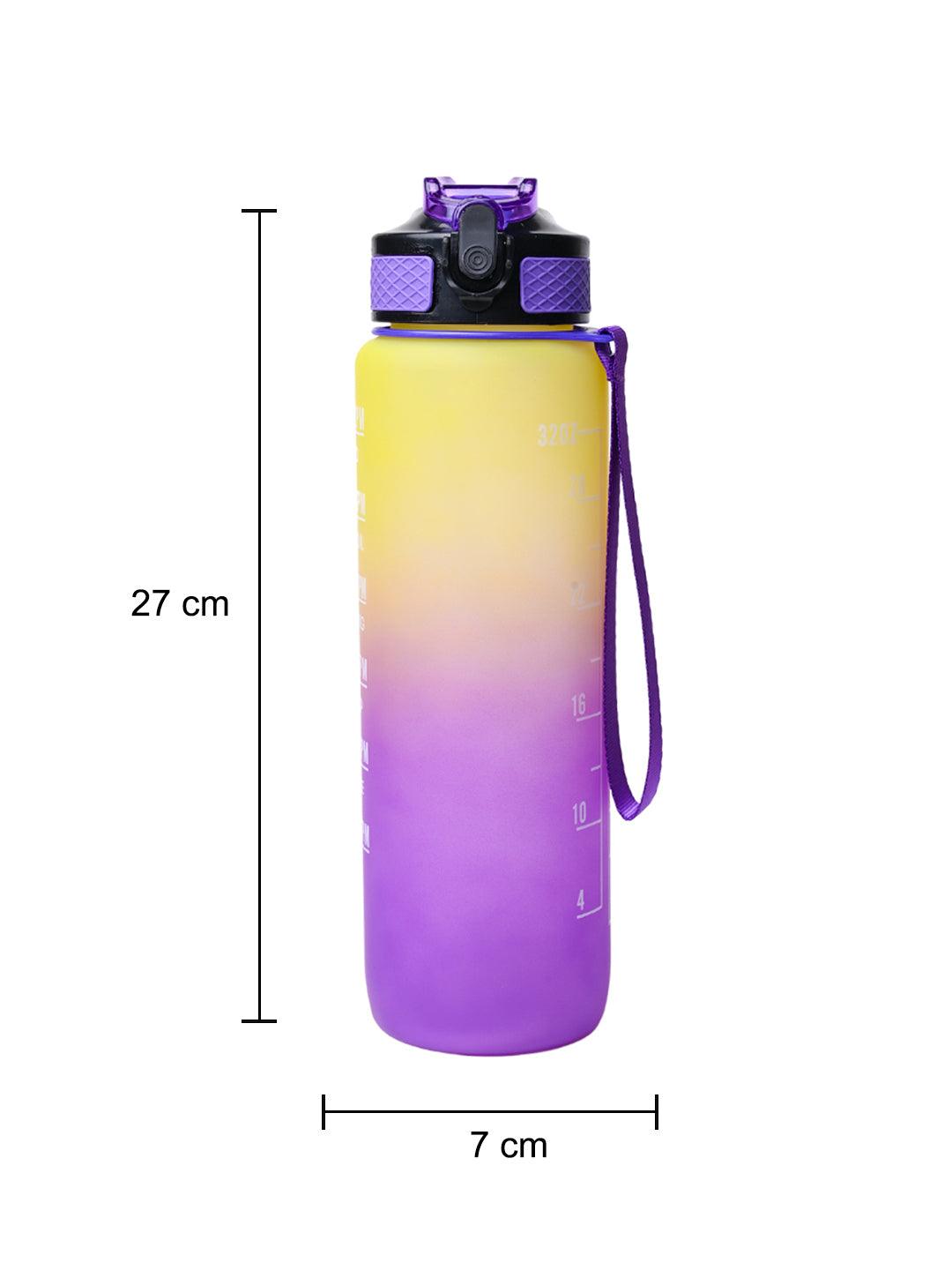 Market99 Motivational Sipper Water Bottle with Time & Level Marker, Yellow Purple, 1 Liter - MARKET 99