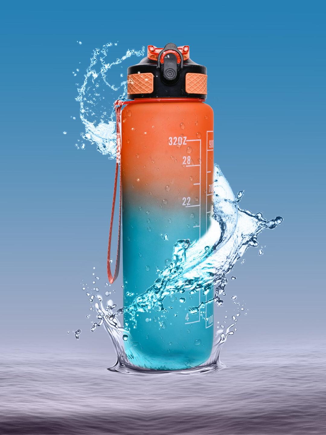 Market99 Motivational Sipper Water Bottle with Time Marker, Orange Mint, 1 Liter - MARKET 99