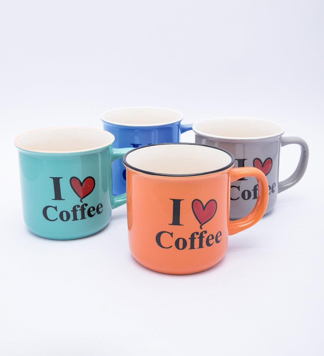 Market99 Mugs, French Design, Tea & Coffee Mugs, Microwave & Dishwasher Safe, Assorted Colours, Set of 4, 340 mL - MARKET 99