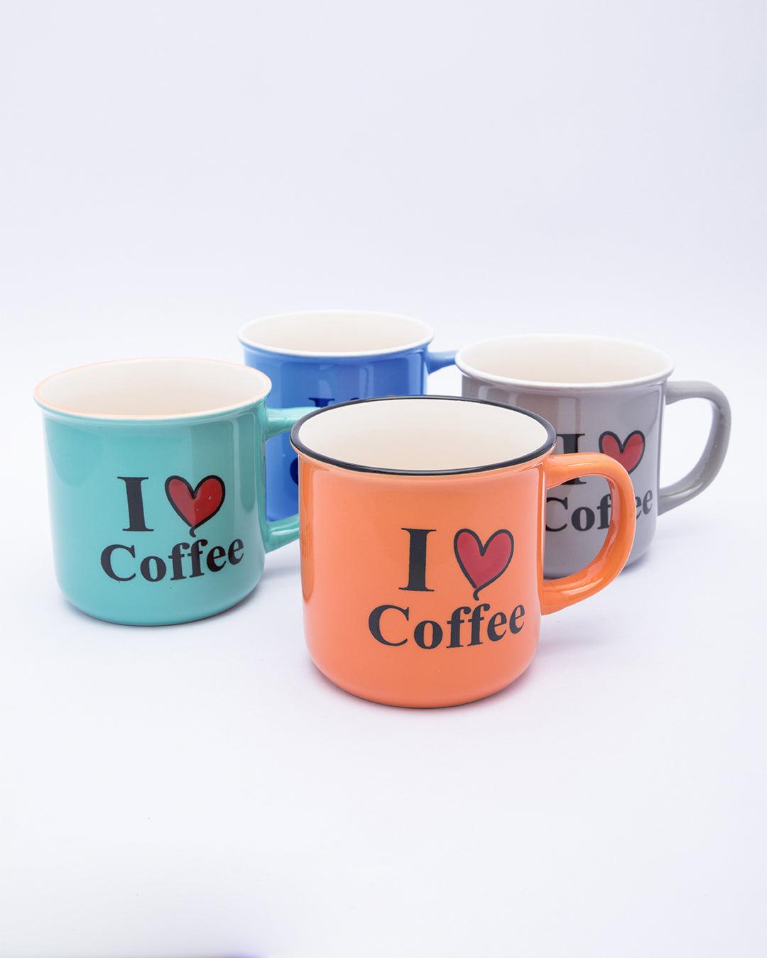 Market99 Mugs, French Design, Tea & Coffee Mugs, Microwave & Dishwasher Safe, Assorted Colours, Set of 4, 340 mL - MARKET 99