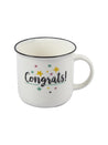 Off White Ceramic New Bone China Coffee Mug "Congrats!" - 380 mL