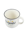 Off White Ceramic New Bone China Coffee Mug "Congrats!" - 380 mL