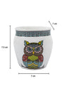 Owl Printed Ceramic Kullad, (Each 130 mL, Set Of 6 Pcs)