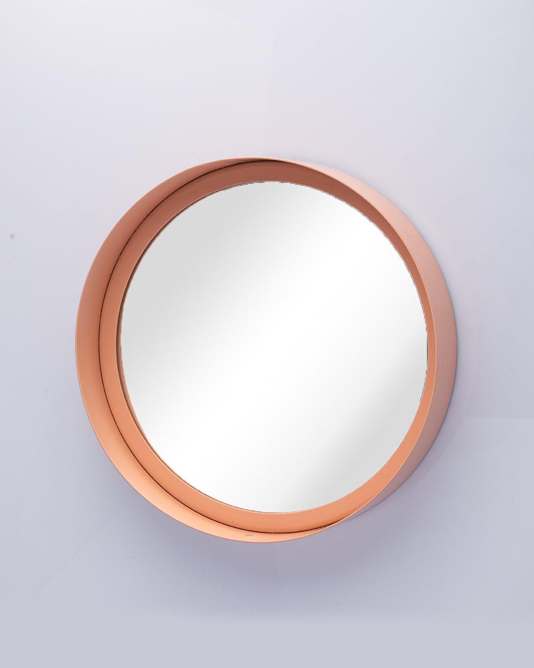 Market99 Round Mirror, Metal Frame, Elegant Style, Modern Design, Peach Colour, Mild Steel - MARKET 99
