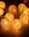 Market99 String Lights, with 10 Balls, Golden & Blue, Polystyrene & Cotton, Set of 10 - MARKET 99