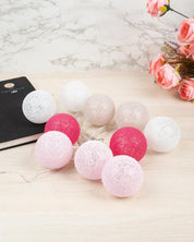 Market99 String Lights, with 10 Balls, Pink & Taupe, Polystyrene & Cotton - MARKET 99