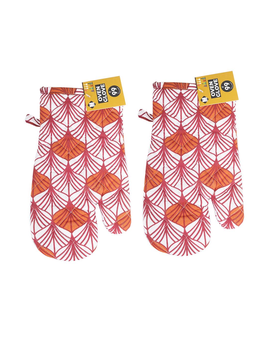 Market99 Symmetrical Design Printed Cotton Oven Gloves ( 1 Pair ) - MARKET 99