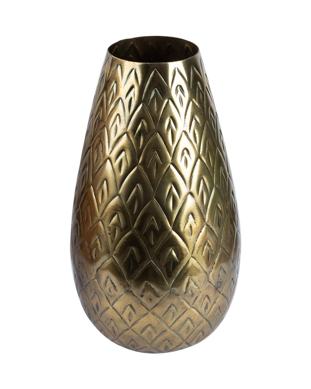 Market99 Table Flower Vase, Hammered Finish, Golden Colour, Mild Steel - MARKET 99