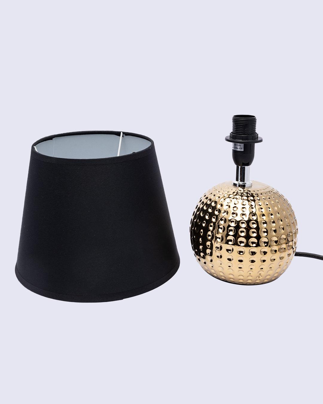 Market99 Table Lamp, with Shade, Circular Shape, Black & Gold Colour, Ceramic - MARKET 99