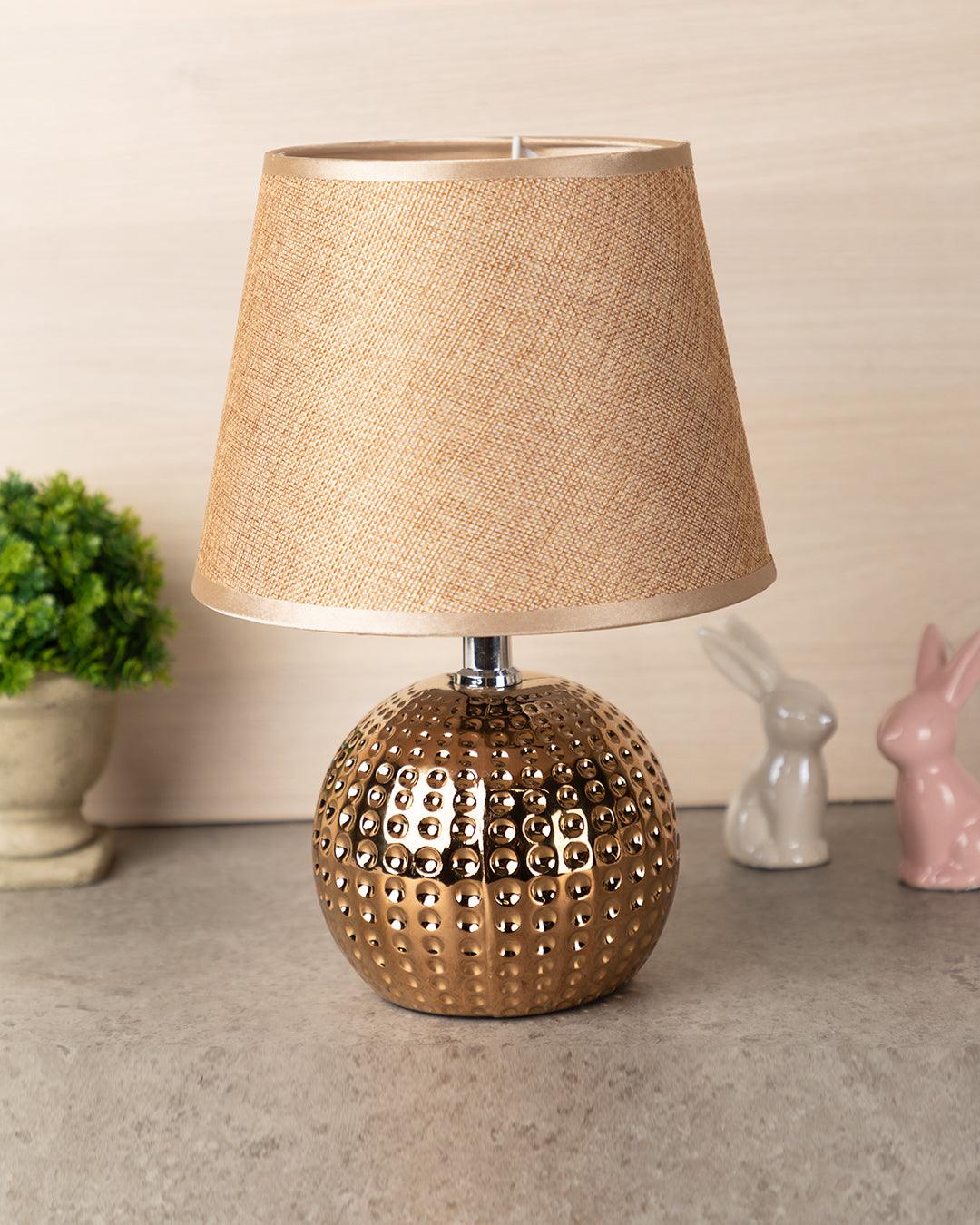 Market99 Table Lamp, with Shade, Circular Shape, Gold Colour, Ceramic - MARKET 99