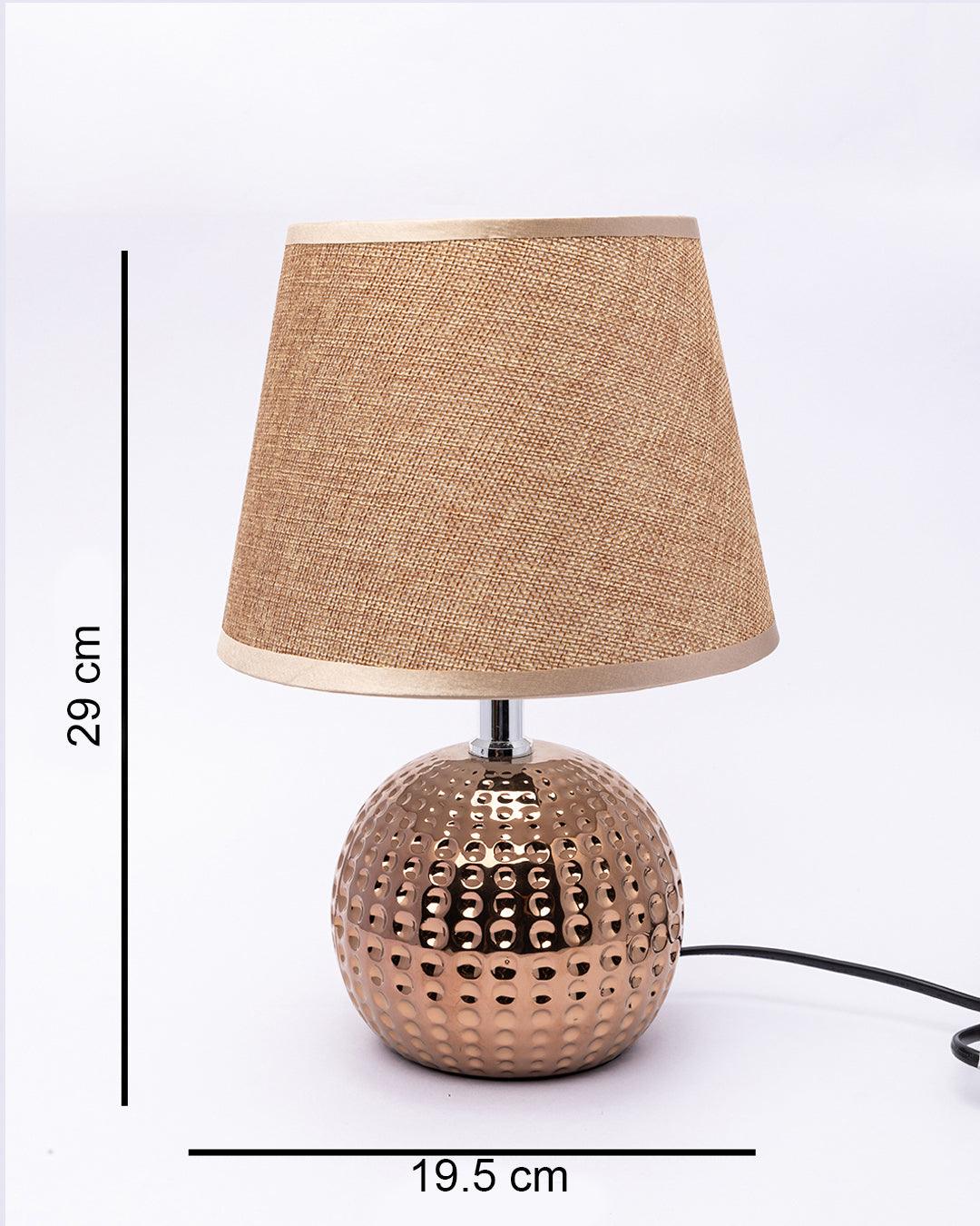 Market99 Table Lamp, with Shade, Circular Shape, Gold Colour, Ceramic - MARKET 99