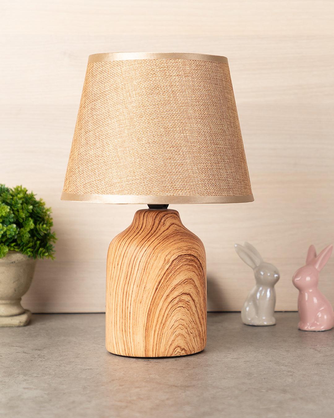 Market99 Table Lamp, with Shade, Drum Shape, Brown, Ceramic - MARKET 99