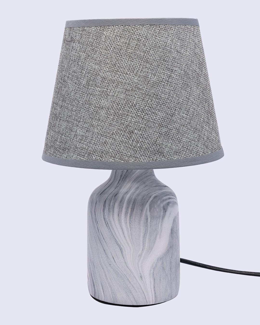 Market99 Table Lamp, with Shade, Drum Shape, Grey, Ceramic - MARKET 99