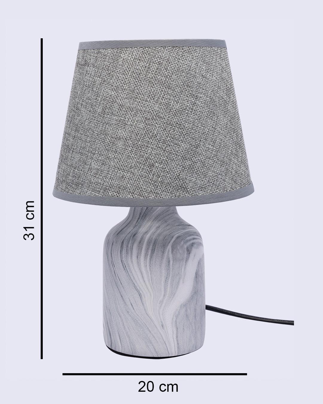 Market99 Table Lamp, with Shade, Drum Shape, Grey, Ceramic - MARKET 99
