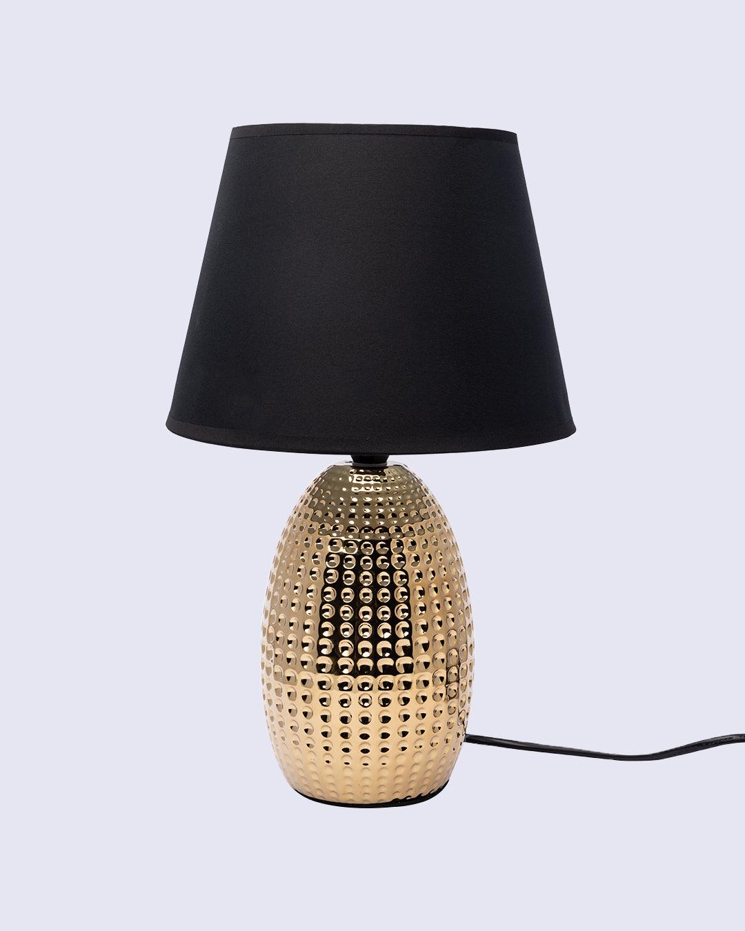 Market99 Table Lamp, with Shade, Oval Shape, Gold & Black Colour, Ceramic - MARKET 99