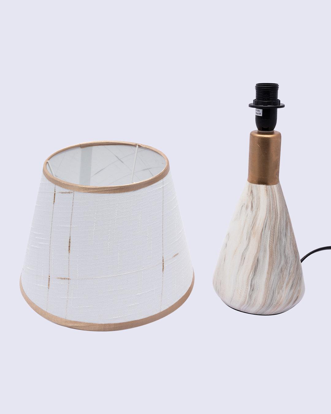 Market99 Table Lamp, with Shade, Rectangular Shape, White & Gold Colour, Ceramic - MARKET 99