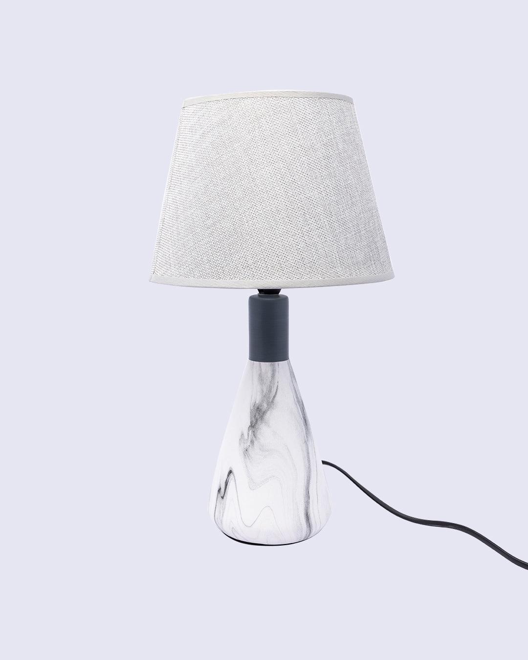 Market99 Table Lamp, with Shade, Rectangular Shape, White & Grey Colour, Ceramic - MARKET 99