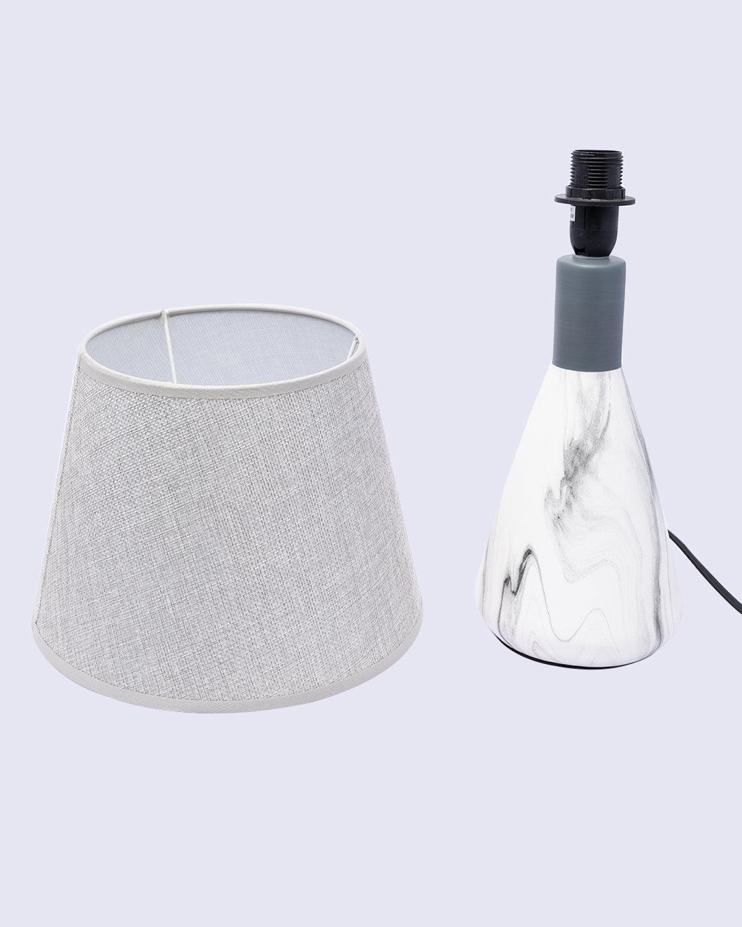 Market99 Table Lamp, with Shade, Rectangular Shape, White & Grey Colour, Ceramic - MARKET 99