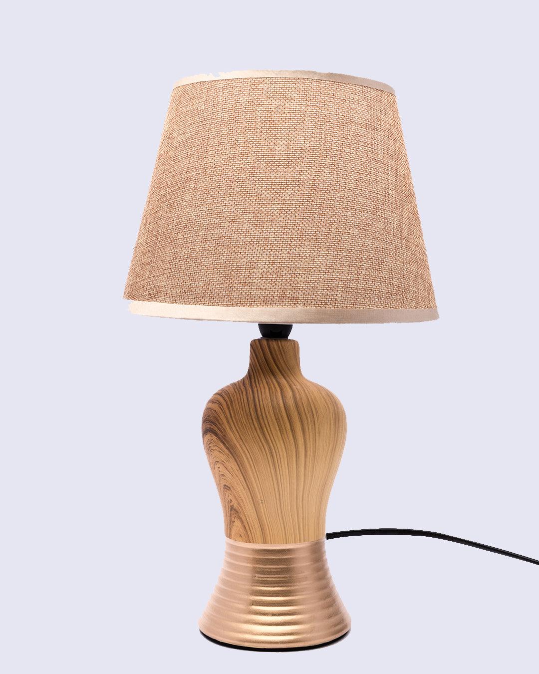 Market99 Table Lamp, with Shade, S Shape, Golden Colour, Ceramic - MARKET 99