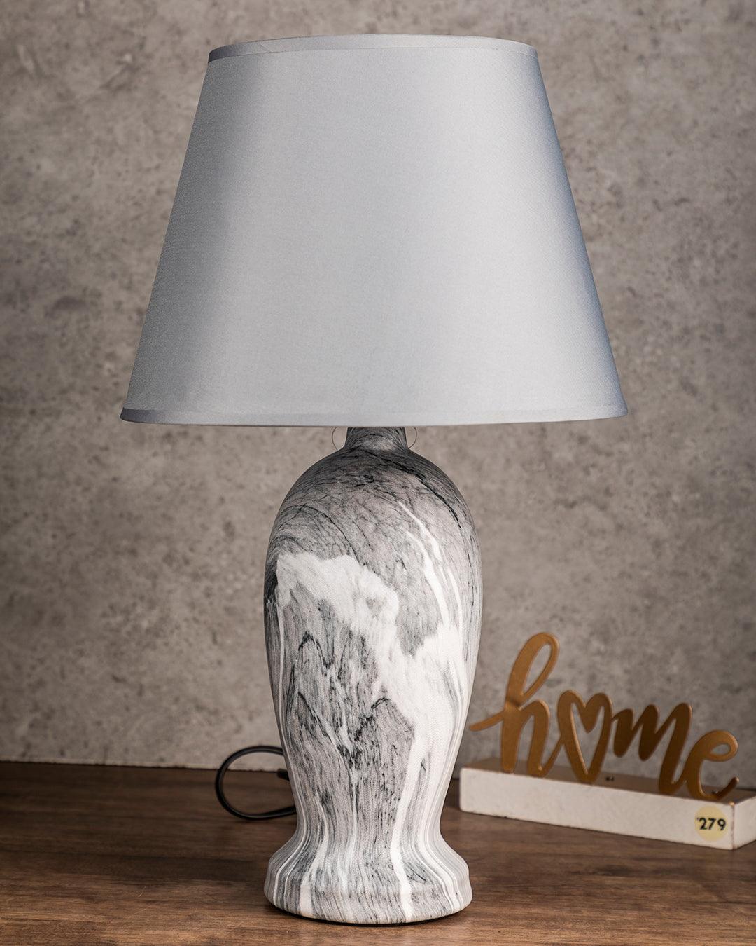 Market99 Table Lamp, with Shade, S Shape, Grey, Ceramic - MARKET 99