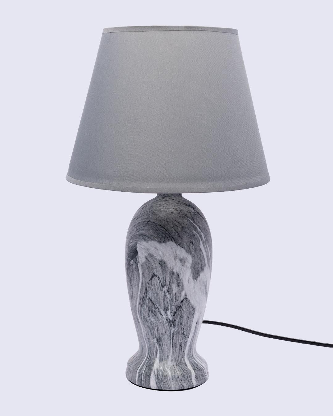 Market99 Table Lamp, with Shade, S Shape, Grey, Ceramic - MARKET 99