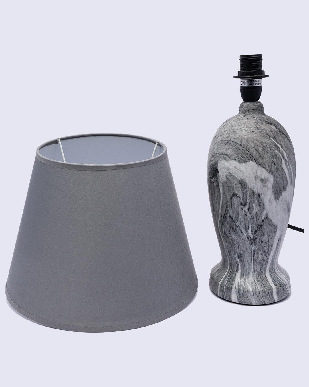 Market99 Table Lamp, with Shade, S Shape, Grey, Ceramic - MARKET 99